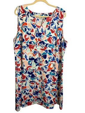 Talbots Dress Women's 2X Floral Shift Summer Vacation Sleeveless